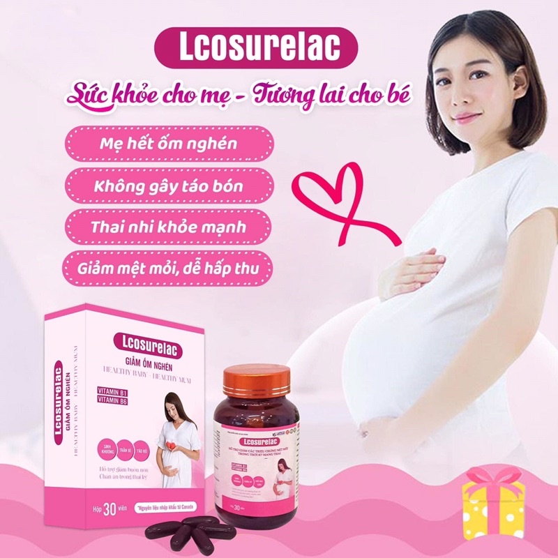 Viên uống Lcosurelac giảm ốm nghén , buồn nôn , mệt mỏi khi mang thai cho mẹ