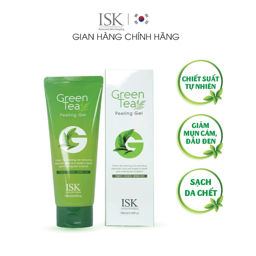 Tẩy Tế Bào Chết Dạng Gel ISK Green Tea Peeling Trà Xanh Làm Sạch, Dưỡng Ẩm Cho Da Dung Tích 180ml