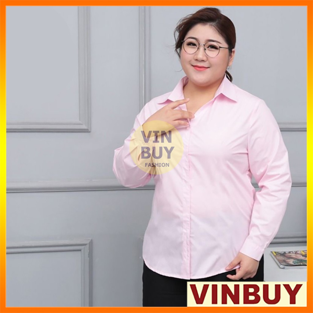 Áo sơmi bigsize nữ, 3 màu Hồng,Xanh,Trắng, form rộng đến 95kg