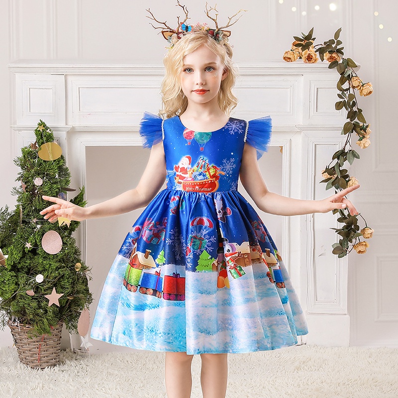 Mqatz Đầm Hóa Trang Công Chúa Ông Già Noel Cho Bé Gái 3-10 Tuổi