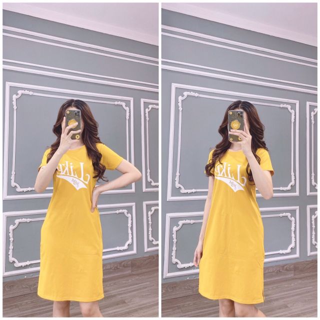 Đầm suông THUN THÁI LiKe form dài - xẻ tà (bao chất đẹp) | BigBuy360 - bigbuy360.vn