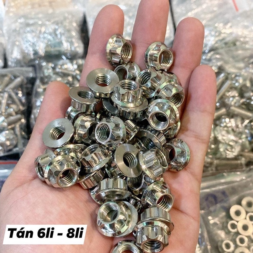 Tán hở TBT 8mm inox 304 lắp cùi dĩa ex satria, cổ pô, tán nồi và nhiều vị trí trên xe