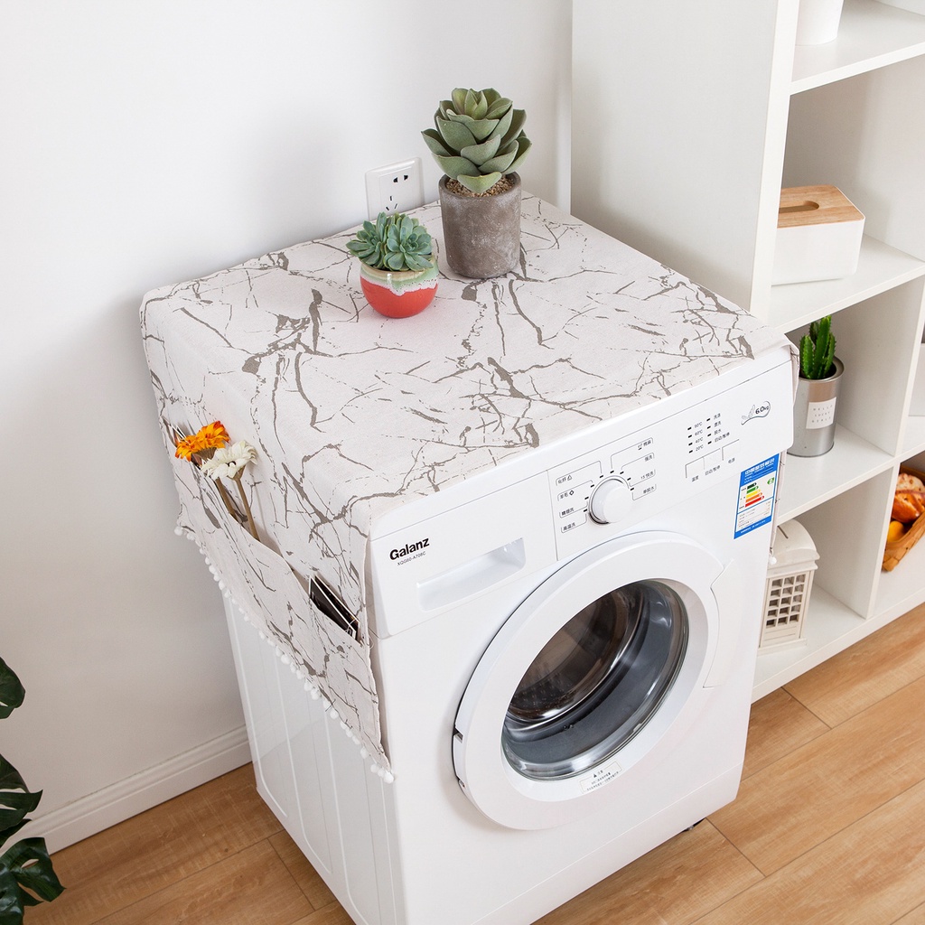 Tấm phủ máy giặt/ tủ lạnh/ lò vi sóng chống bụi bẩn họa tiết đá cẩm thạch độc đáo nhiều size trang trí nội thất