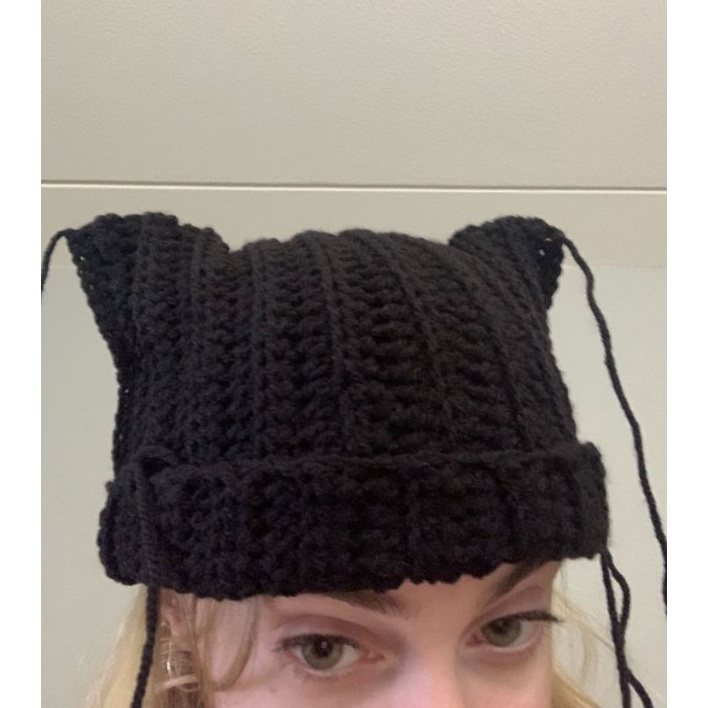Mũ len tai mèo Cat beanie crochet trơn y2k hot trend - Mũ len handmade - ẢNH FEEDBACK