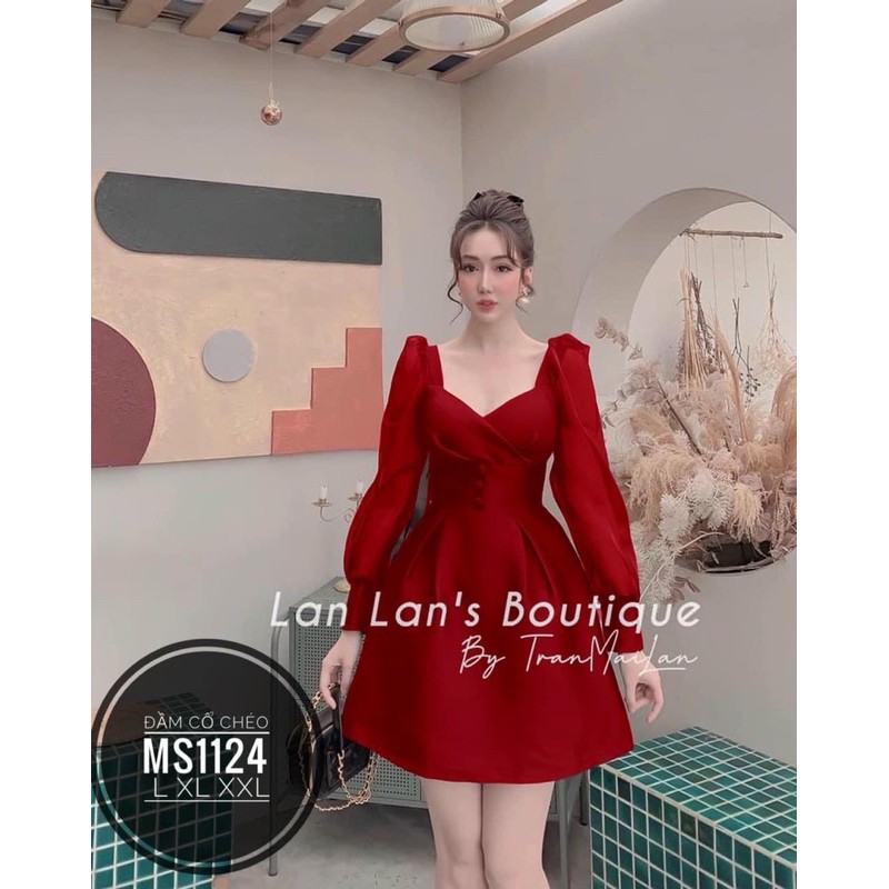 đầm dự tiệc cổ đắp phối tay voan xốp bigsize 55kg-90kg✅✅