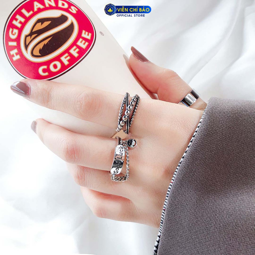 Nhẫn bạc nữ họa tiết Mặt cười chất liệu bạc Thái s925 thời trang phụ kiện trang sức nữ Viễn Chí Bảo