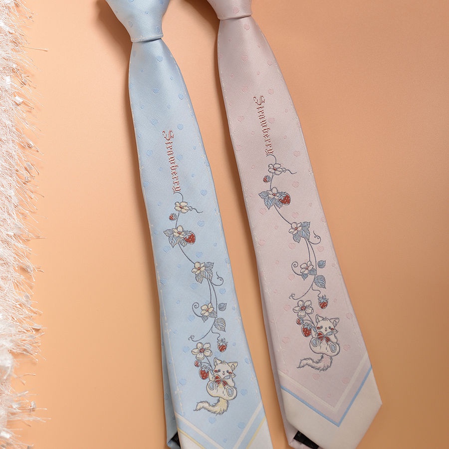 Bộ Đồng Phục Nữ Sinh Phối Nơ Họa Tiết Dâu Tây Dễ Thương