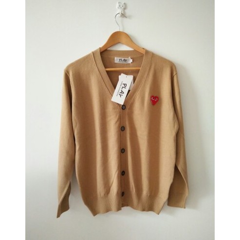 Áo khoác cardigan dệt kim cổ chữ v thêu hình trái tim thời trang cho nữ