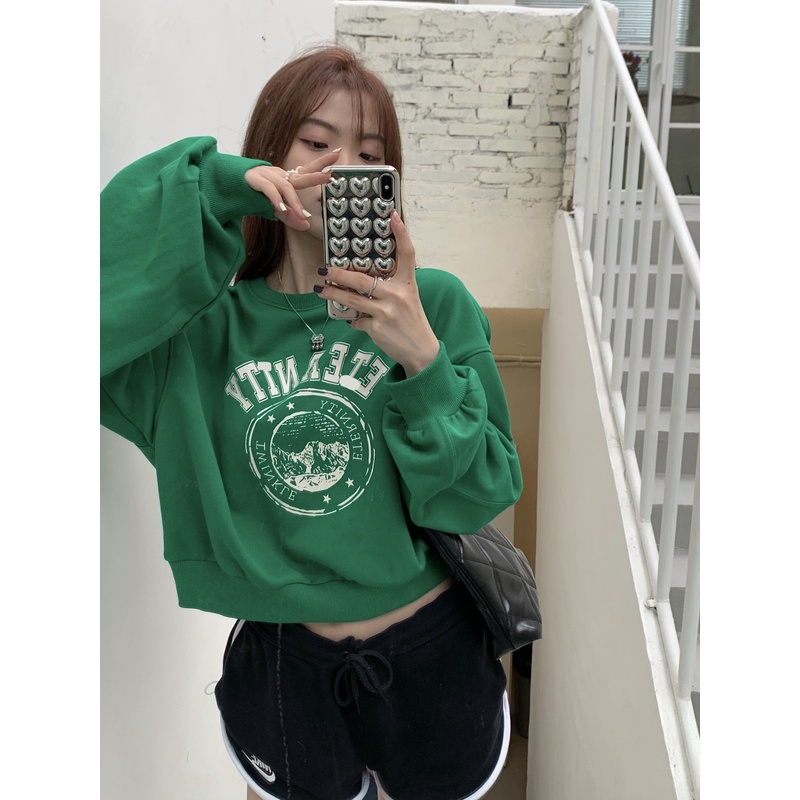 Áo sweater dài tay form croptop mùa đông