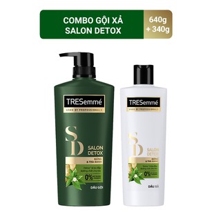 Combo gội 640g + xả 340g TRESemmé Salon Detox Gừng & Trà xanh Detox tóc chắc khỏe