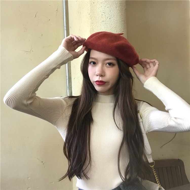 Áo sweater Zhelihangfei dệt kim ôm dáng dài tay cổ lọ trẻ trung cho nữ
