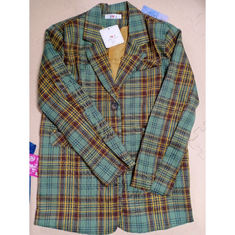 Sẵn Xanh 3(Hàng Đẹp)Ảnh thật 5 hình cuối-HC342.Áo blazer kẻ caro Hàn Quốc chanh xả | BigBuy360 - bigbuy360.vn
