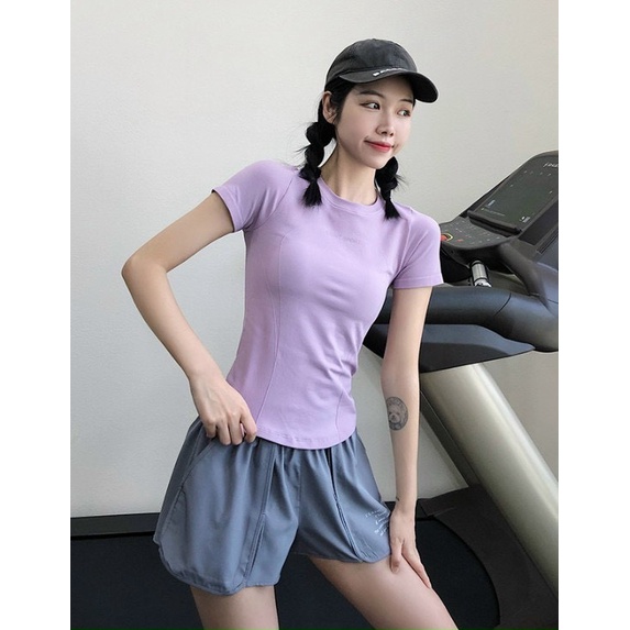 Áo Tập Gym Yoga Nữ Dáng Cộc Tay Light Sport Chất Dệt Kim Co Giãn Tốt