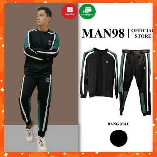 Bộ nỉ nam thu đông, đồ bộ thể thao nam cổ tròn thêu logo cao cấp M15