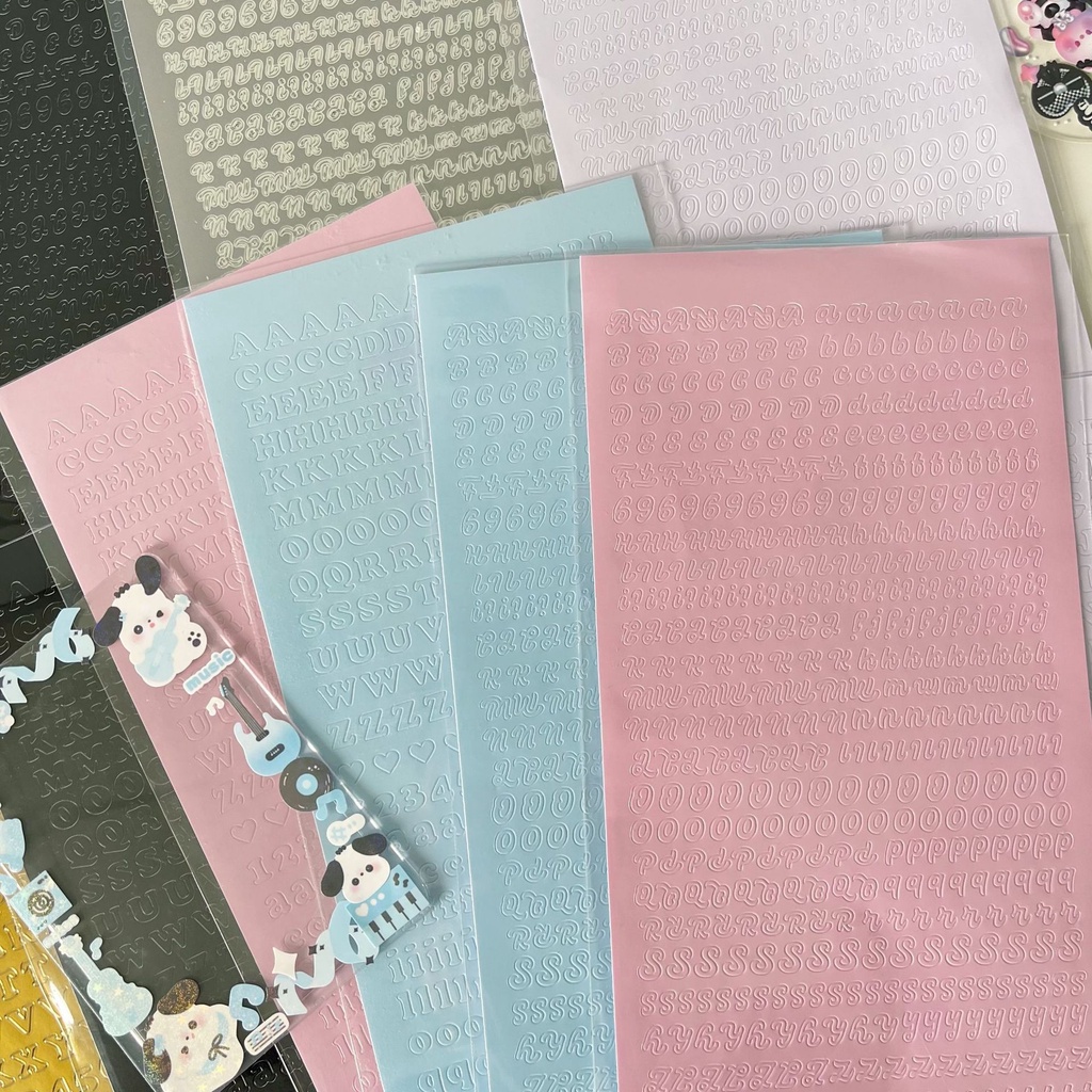 Sticker Chữ Dán Trang Trí Phong Cảnh Màu Hồng / Xanh Dương / Trắng