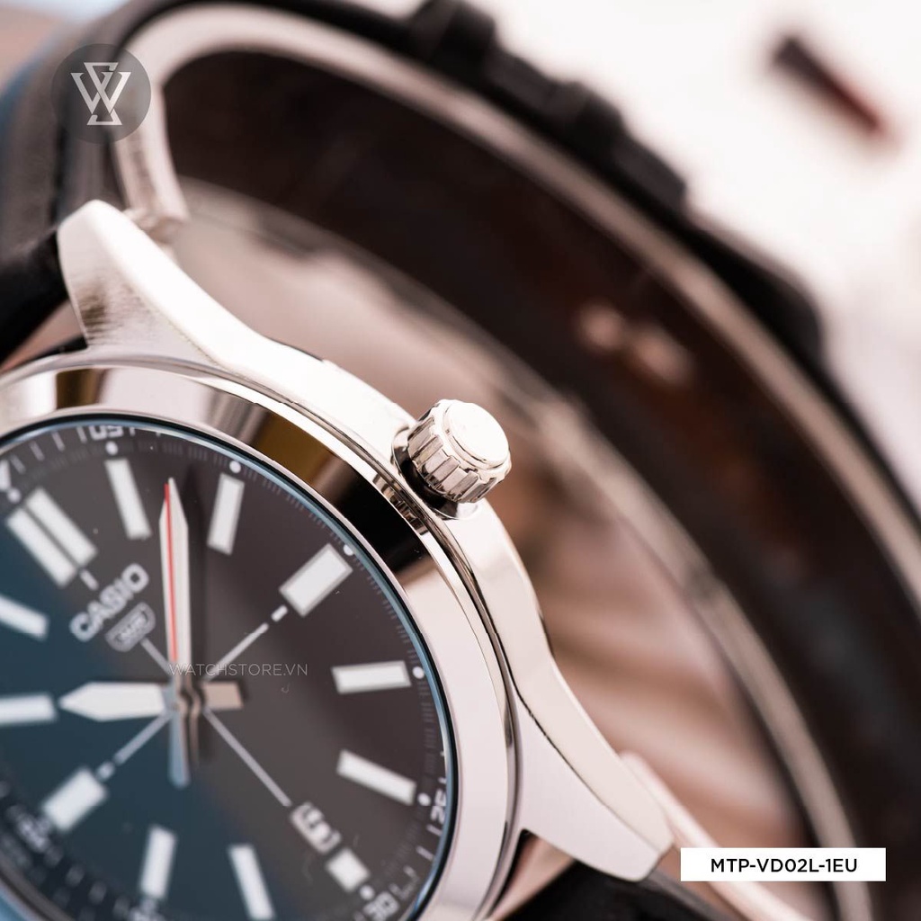 Đồng Hồ Quartz Nam Casio WATCHSTORE MTP-VD02L-1EUDF Mặt Kính Khoáng 41mm, Dây Da Đen Phong Cách Hiện Đại, Sang Trọng