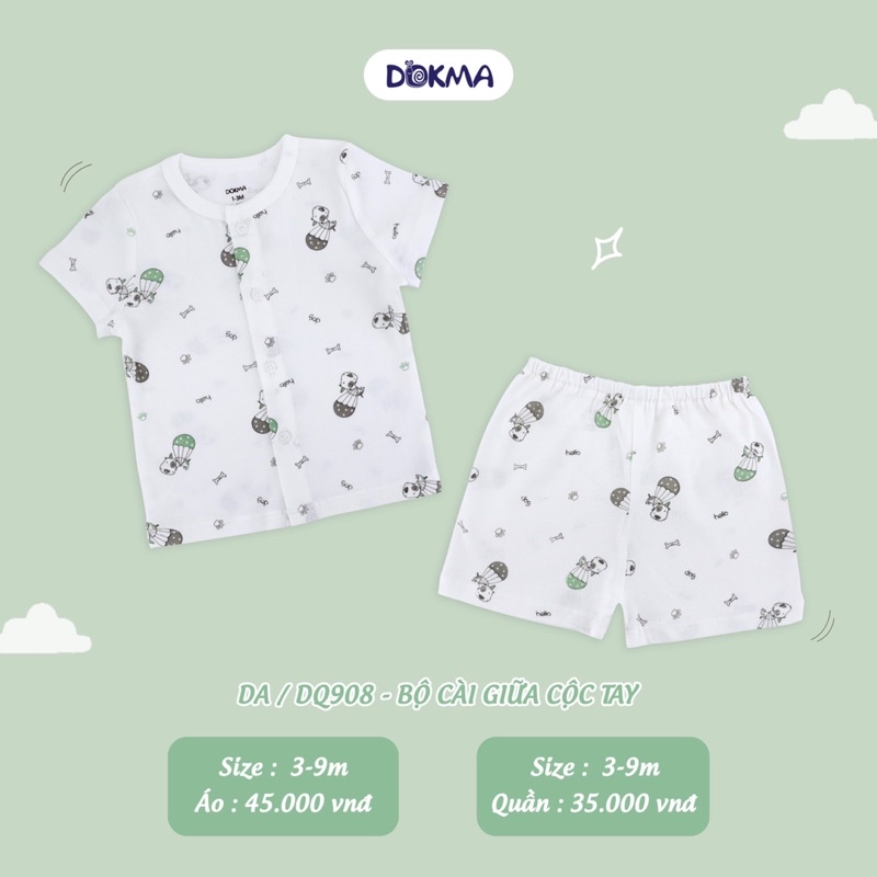 Dokma bộ cộc cài giữa sơ sinh cotton mỏng