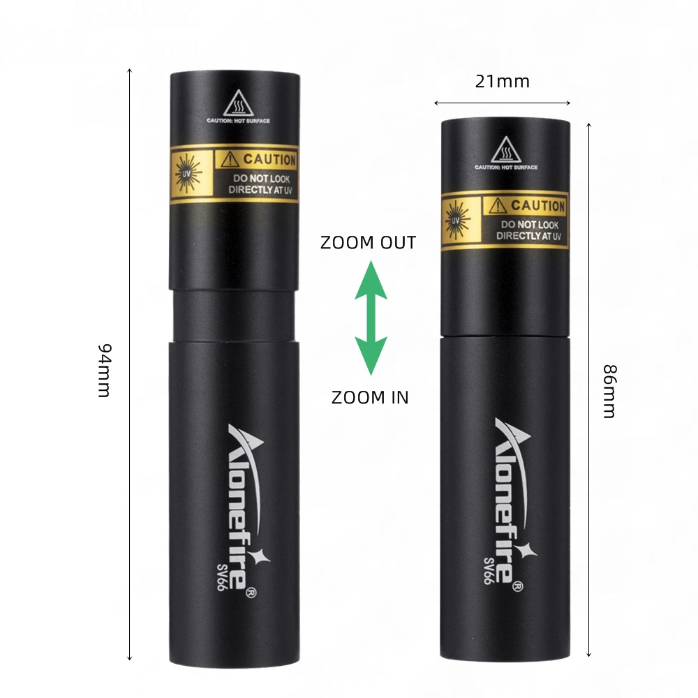 Đèn pin mini AloneFire SV66 chiếu tia cực tím UV 365nm sạc USB