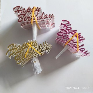 Que cắm chữ Happy Birthday mini (10 cái) trang trí bánh sinh nhật, bánh rau câu