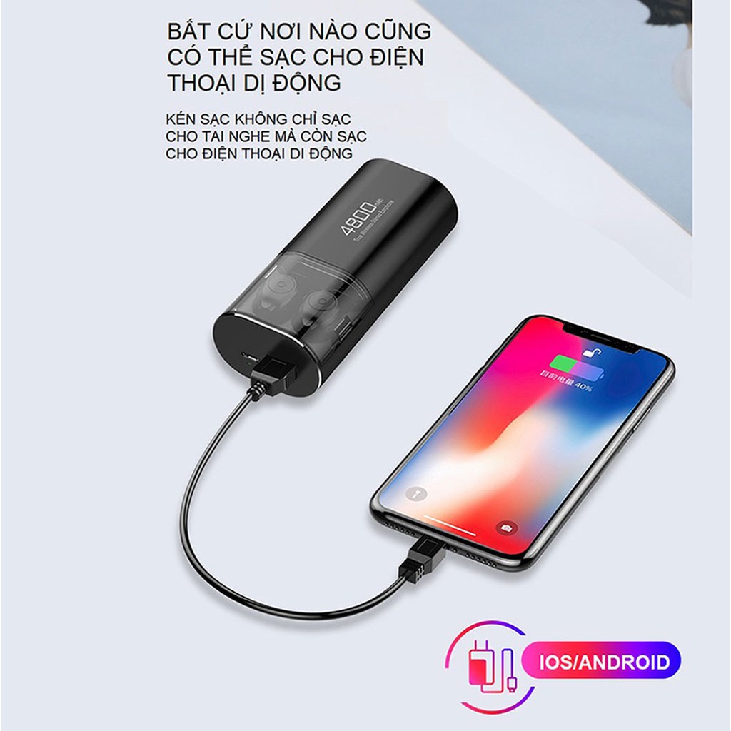 Tai nghe TWS không dây Bluetooth Amoi S11 - Pin 4800mah - Chống nước IPX7 - Bluetooth 5.0