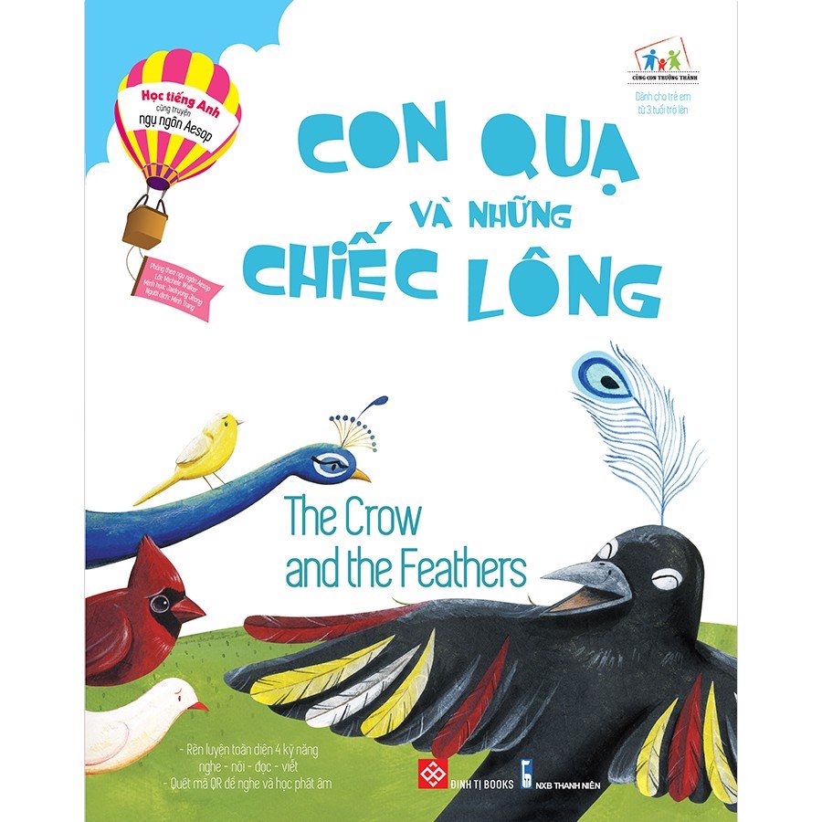 Sách - Học tiếng Anh cho trẻ trên 3 tuổi - Học tiếng Anh cùng truyện ngụ ngôn Aesop - Con Quạ và những chiếc lông