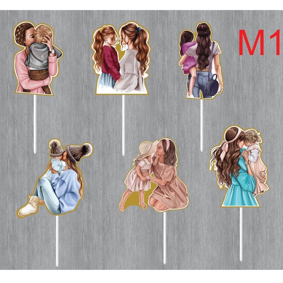 10 set 5 cây cắm giấy cha,mẹ,gia đình và con