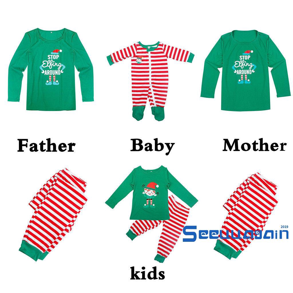 ❥☀✿SEEFamily Matching Kids Mom Dad Christmas Pajamas PJs Sets Xmas Sleepwear Nightwear