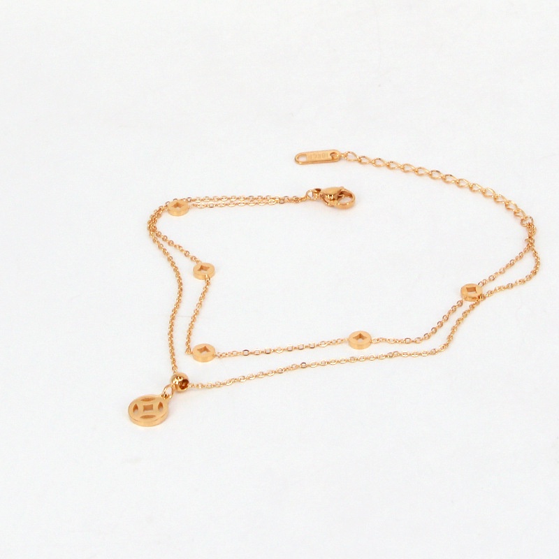 [FreeShip] Lắc chân nữ titan bốn đồng xu thời trang O1-206 - CAM KẾT KHÔNG BAY MÀU