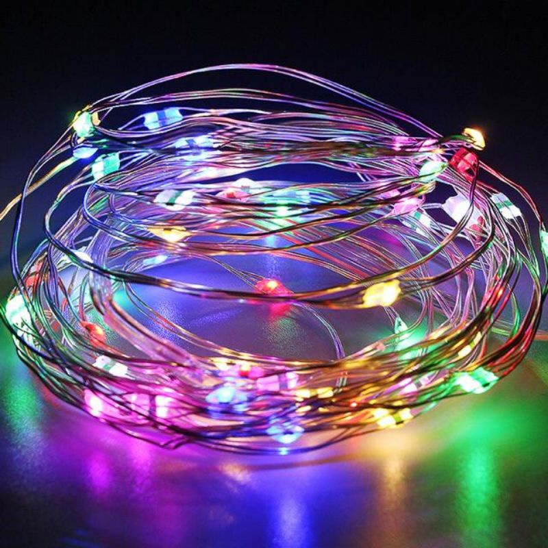 Dây đèn led đom đóm, dây đèn fairylight 3 Mét dùng pin màu vàng ấm