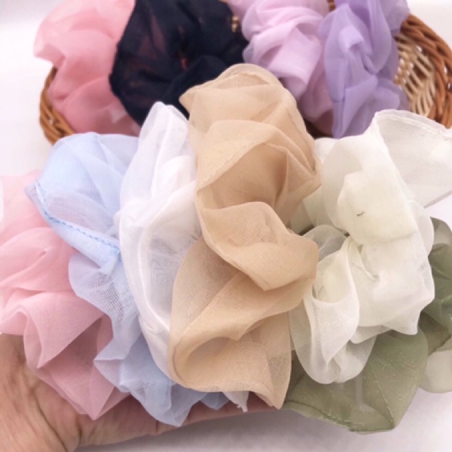 Dây Buộc Tóc Scrunchies Trơn Siêu Xinh Hàn Quốc