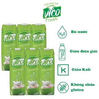 Combo 6 hộp nước dừa tươi acp vico fresh 1l - vị dừa dứa