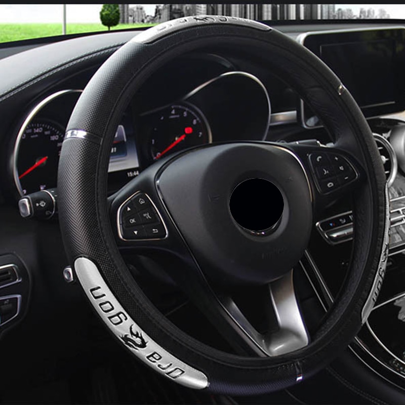 SuperAuto Vỏ Bọc Vô Lăng Giả Da Phản Quang Họa Tiết Rồng Trung Hoa Thời Trang Phụ KiệN