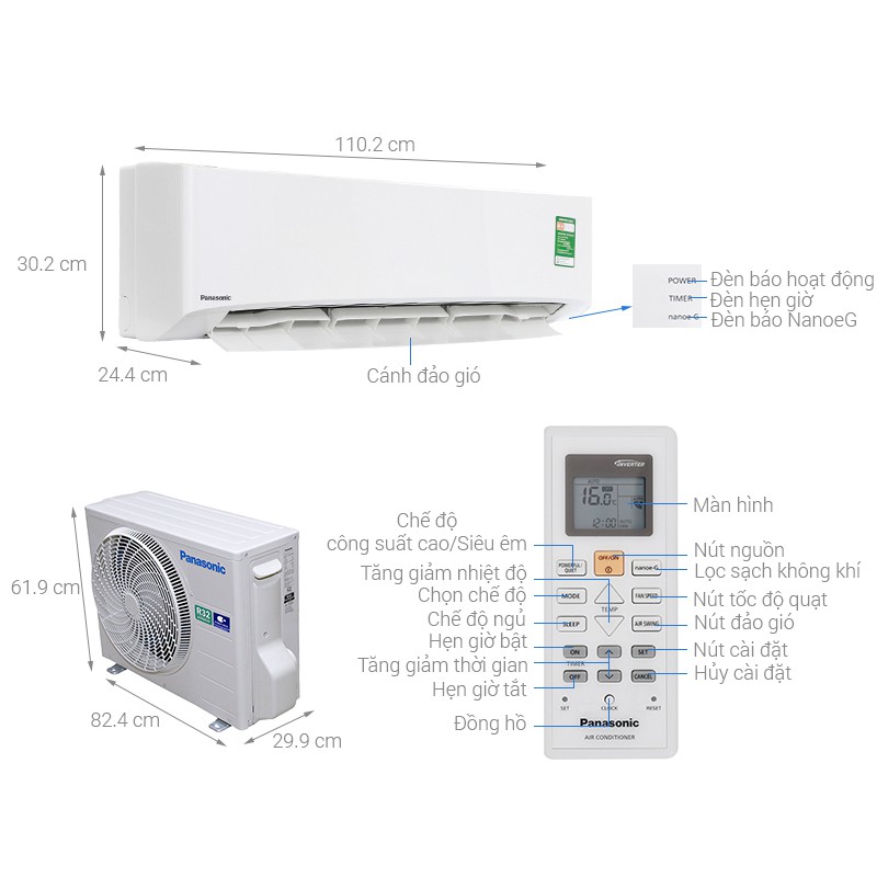 N24VKH - MIỄN PHÍ CÔNG LẮP ĐẶT- Máy lạnh Panasonic N24VKH-8 2019 2.5hp - N24VKH