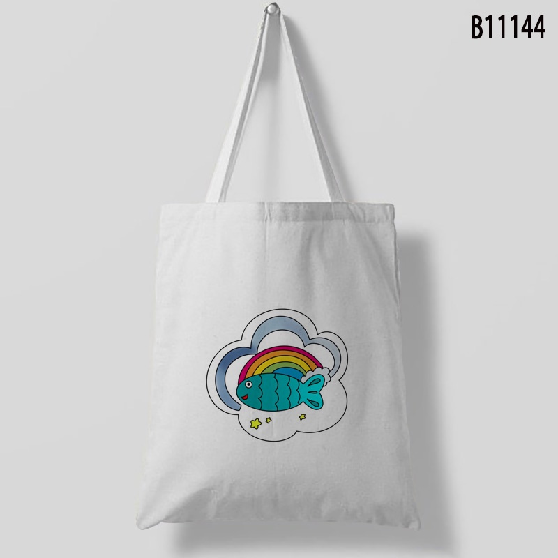 Fish upon Túi tote Mua Sắm Không Dây Kéo Thời Trang Hàn Quốc Cho Nữ
