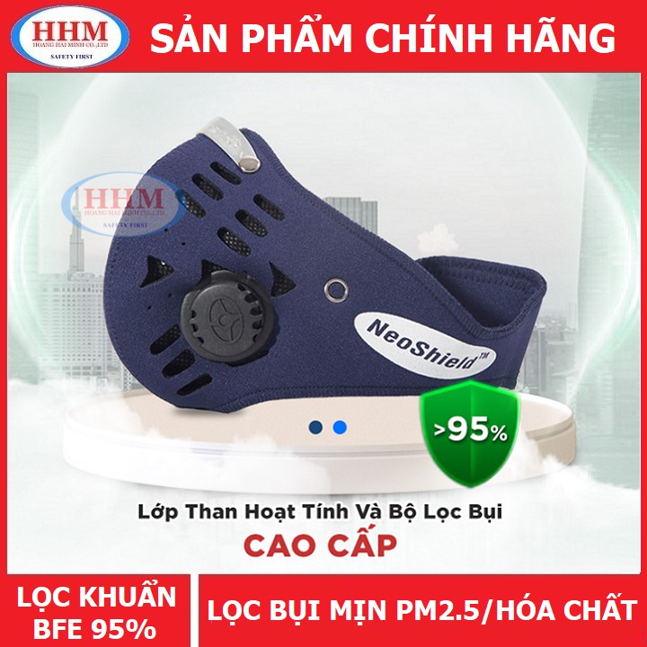 Khẩu trang than hoạt tính Neovision Neoshield có van thở - lọc bụi mịn, mùi hóa chất - hàng chính hãng Neovision