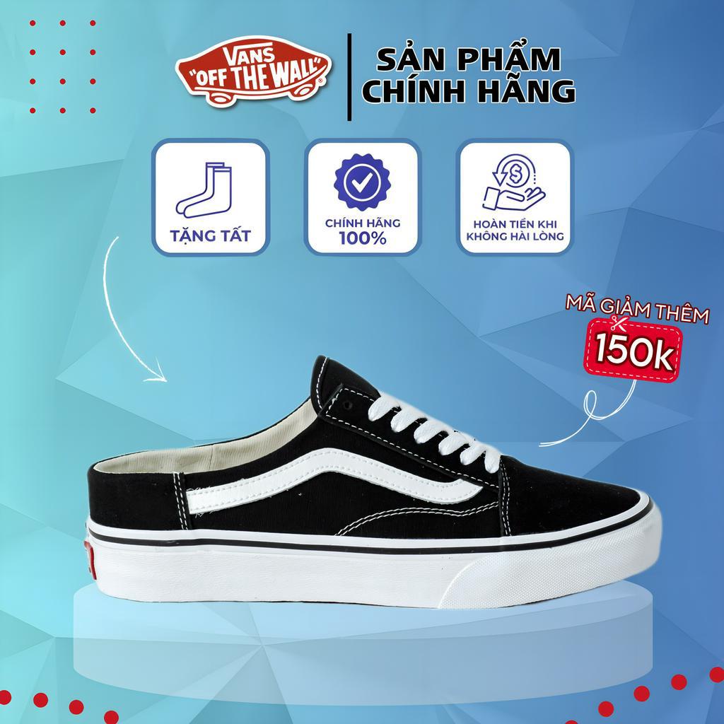 Vans old skool mule 2023 đen trắng chính hãng chuẩn full box cho nam nữ