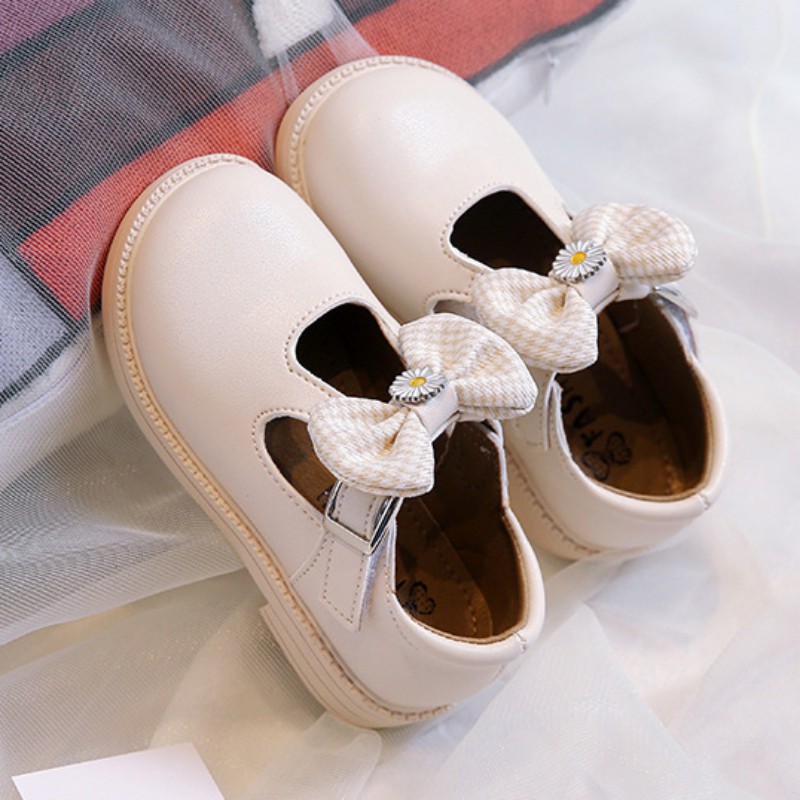 Giày búp bê đính nơ tinh tế đế mềm chống trượt thời trang cho bé gái phong cách Hàn Quốc