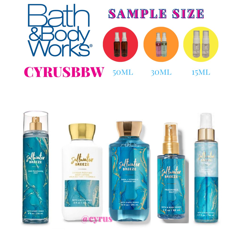 Bộ Sản Phẩm Mist Xịt Toàn Thân, Gel Tắm, Lotion Bath Body Works Saltwater Breeze Từ Mỹ