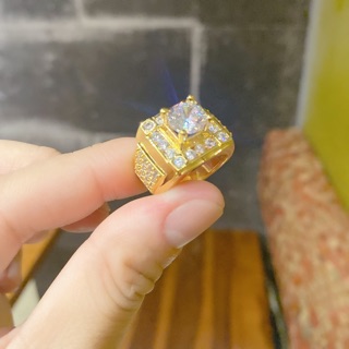 Nhẩn nam full đá mạ vàng