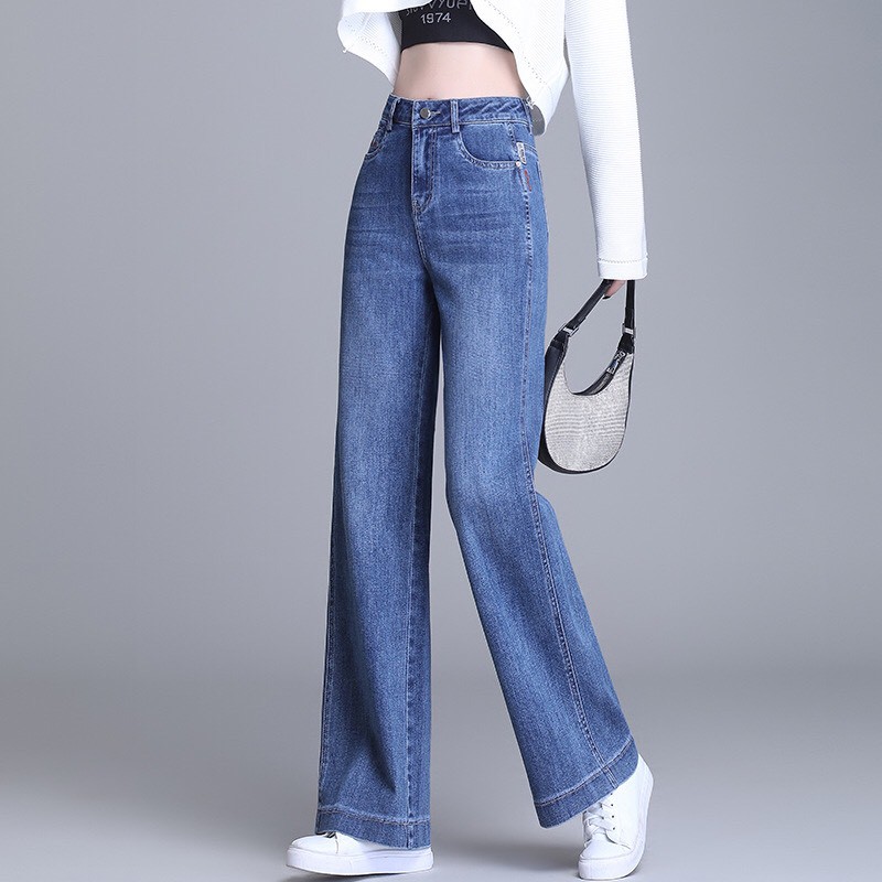 Quần Jeans Nữ Ống Suông OoKi Vải COTTON 100% Co Giãn 4 Chiều Cao Cấp