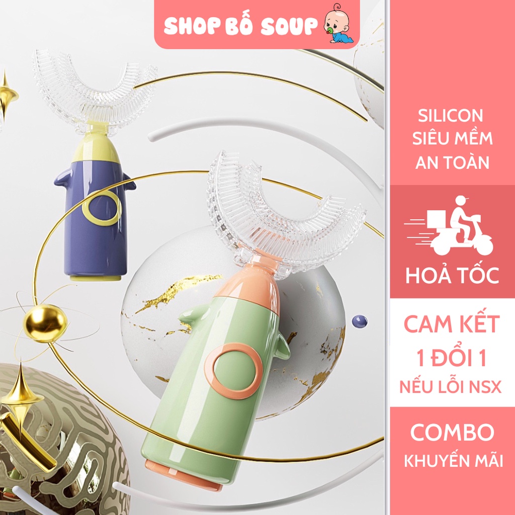 Bàn chải đánh răng cho bé chữ U silicon 1 - 8 tuổi