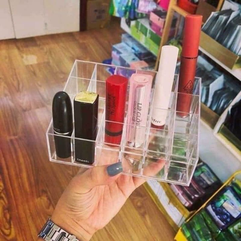 khay đựng son 24 ô bằng mica, Khay đựng son 24ô cao cấp, dụng cụ để son nước hoa cho chị em phụ nữ
