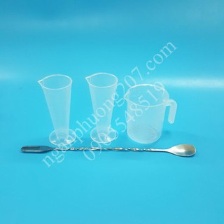 Bộ Dụng Cụ Pha Chế 4 món: Ly đong,  ca đong, muỗng khuấy 2 đầu