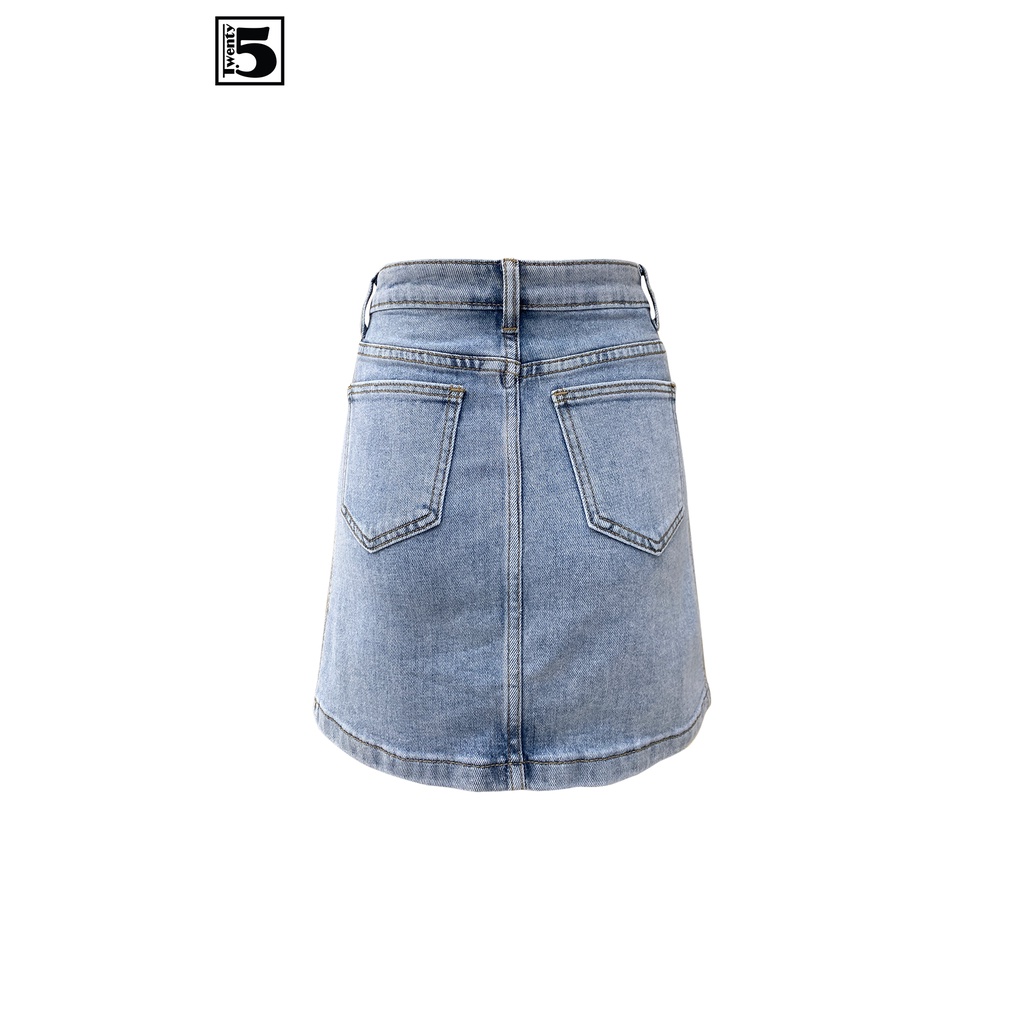 Chân váy jeans nữ Twentyfive chữ A ngắn năng động cạp cao tôn dáng vải mềm co dãn 3753
