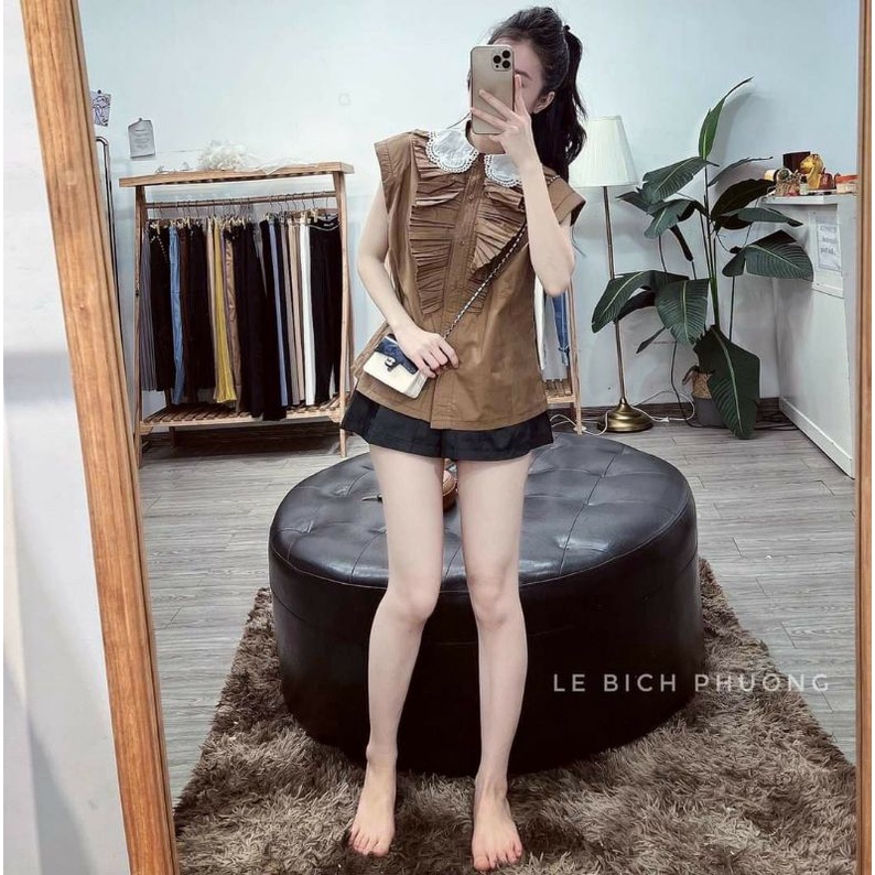 ❤ANH BIGSIZE Áo sơ mi dập li siu xinh cho nàng chubby 60-85KG