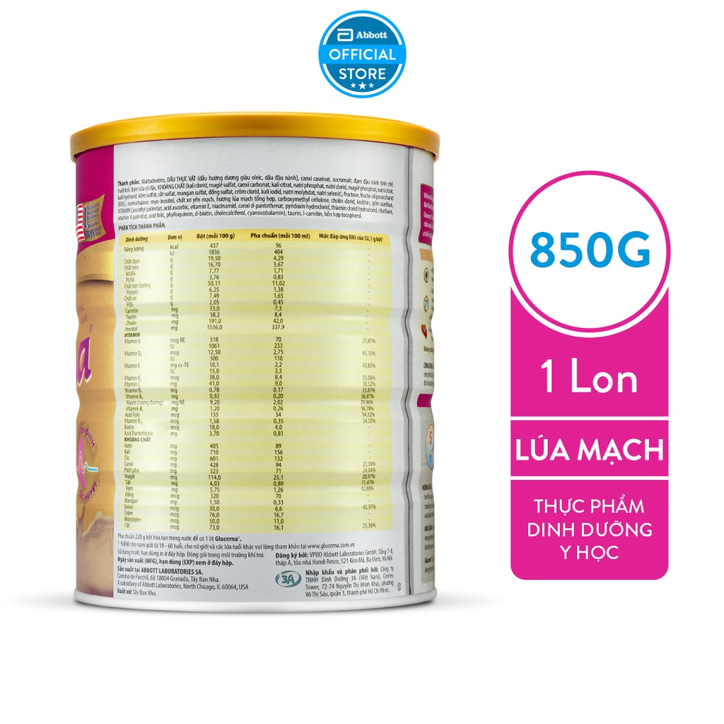 Glucerna Lúa mạch 850g