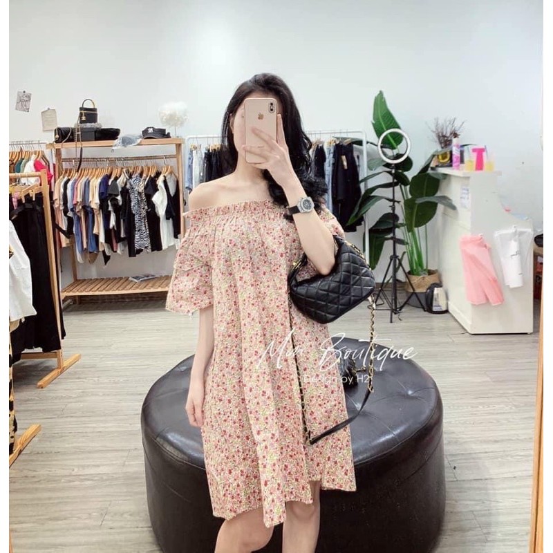 [Hàng Đẹp] Váy Hoa Nhí Trễ Vai Dáng Suông, Đầm Nữ Hoa Nhí Tay Bèo Siêu Xinh Có Ảnh Thật Kèm Video | BigBuy360 - bigbuy360.vn