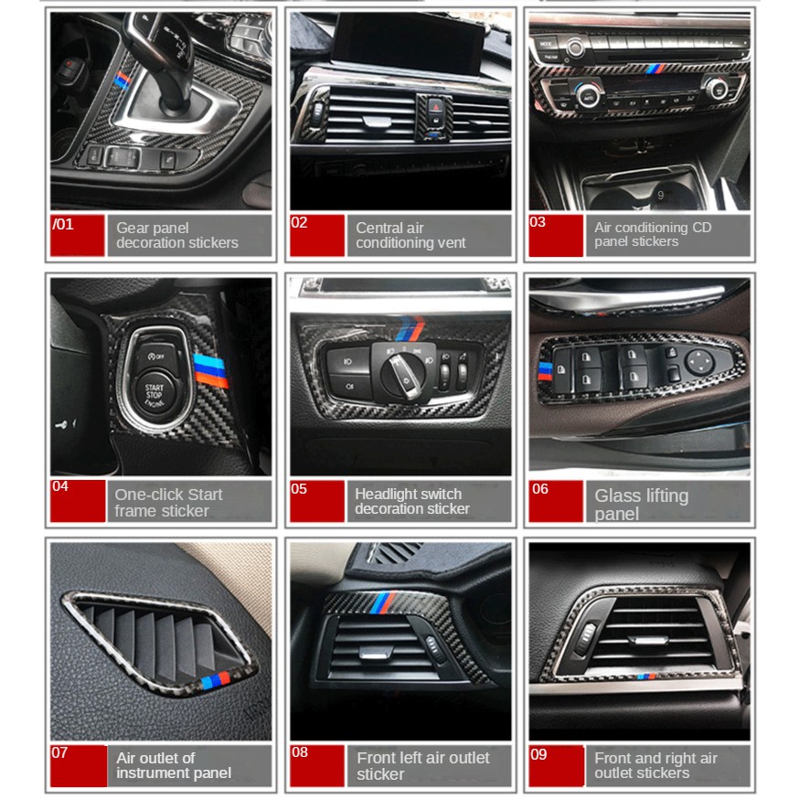 Dải sợi carbon trang trí nội thất xe hơi bmw 3 series 320li 325i 3 series gt4 series