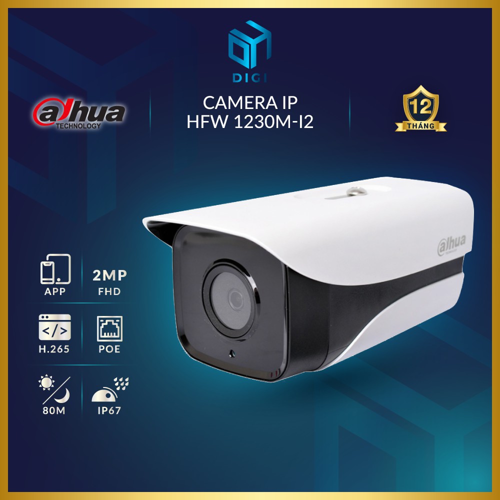 Camera Dahua IP Poe 1230 M-I2 (hồng ngoại 80m) siêu nét độ phân giải Full HD 1080P