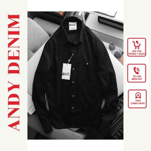 Áo sơ mi nam nhung tăm, áo sơ mi nam dài tay chất liệu nhung tăm- andydenim